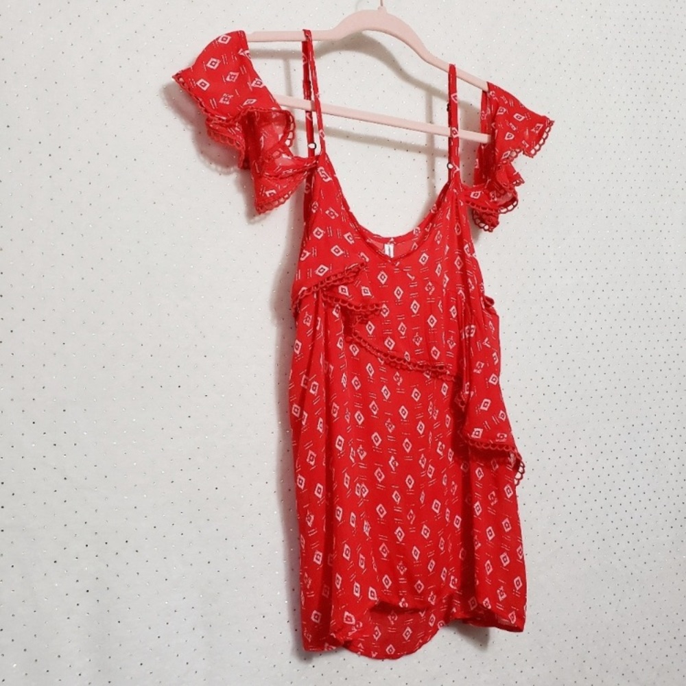 Xhilaration Red Ruffle Tank - Picture 4 of 6